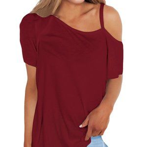 Adorable Loose Fit Cold Shoulder Top Size S